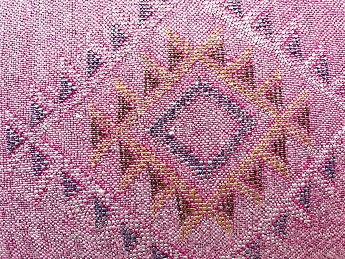 Moroccan Silk Pillow Cover, Handmade Boho Pink Sabra Pillowcase, Vintage Tribal Decor, Custom Sizes for S - product image 2