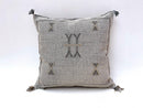 Moroccan Silk Pillow Cover, Handmade Boho Pillowcase, Neutral Tribal Embroidery, Custom Sizes, Sofa Couch - product image 8