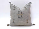 Moroccan Silk Pillow Cover, Handmade Boho Pillowcase, Neutral Tribal Embroidery, Custom Sizes, Sofa Couch - product image 6