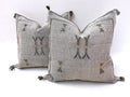 Moroccan Silk Pillow Cover, Handmade Boho Pillowcase, Neutral Tribal Embroidery, Custom Sizes, Sofa Couch - product image 1