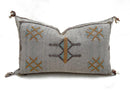 Neutral Gray Handmade Moroccan Silk Pillow Cover, Boho Kilim Pillowcase, Tribal Embroidery, Custom Sizes - product image 10