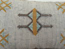 Neutral Gray Handmade Moroccan Silk Pillow Cover, Boho Kilim Pillowcase, Tribal Embroidery, Custom Sizes - product image 2