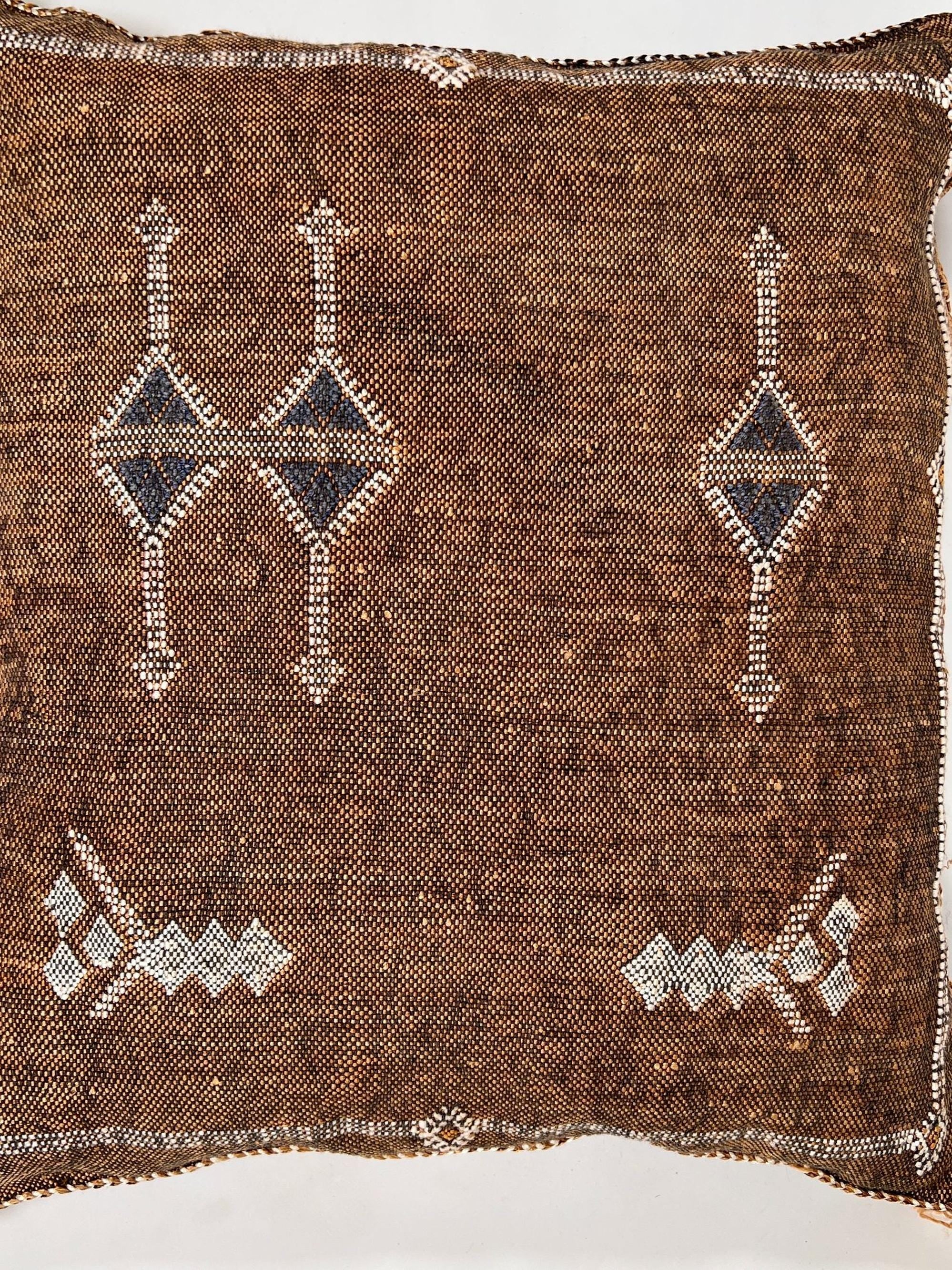 Brown Kilim Pillow Cover, Boho Pillow, Handmade Moroccan Cushion Cover, Textured Woven Pillow for Sofa Be - product image 9
