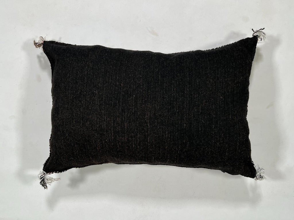 Dark Brown Cactus Silk Pillow Cover, Moroccan Boho Lumbar Cushion, Handmade Kilim Sofa Pillow, Gift for H - product image 7