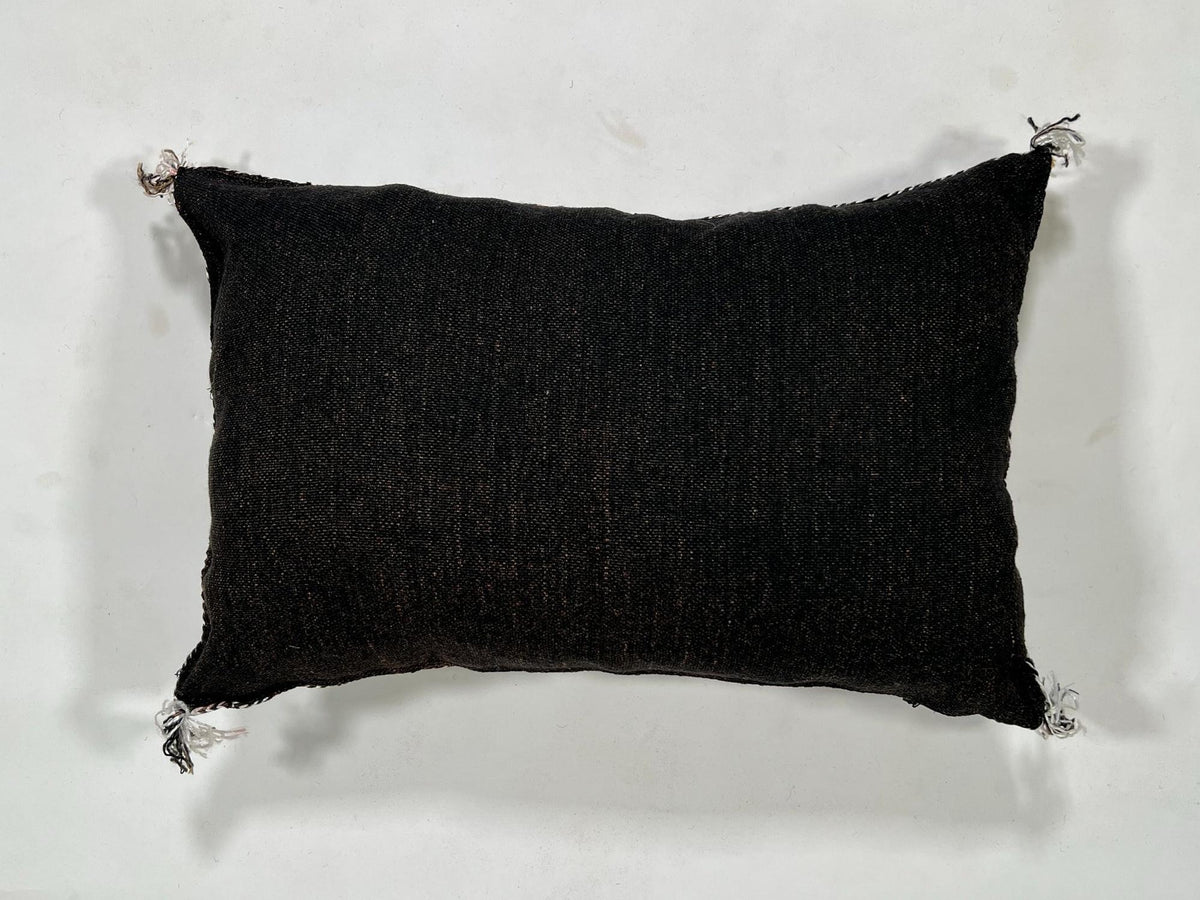 Dark Brown Cactus Silk Pillow Cover, Moroccan Boho Lumbar Cushion, Handmade Kilim Sofa Pillow, Gift for H - product image 7