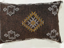 Dark Brown Cactus Silk Pillow Cover, Moroccan Boho Lumbar Cushion, Handmade Kilim Sofa Pillow, Gift for H - product image 6