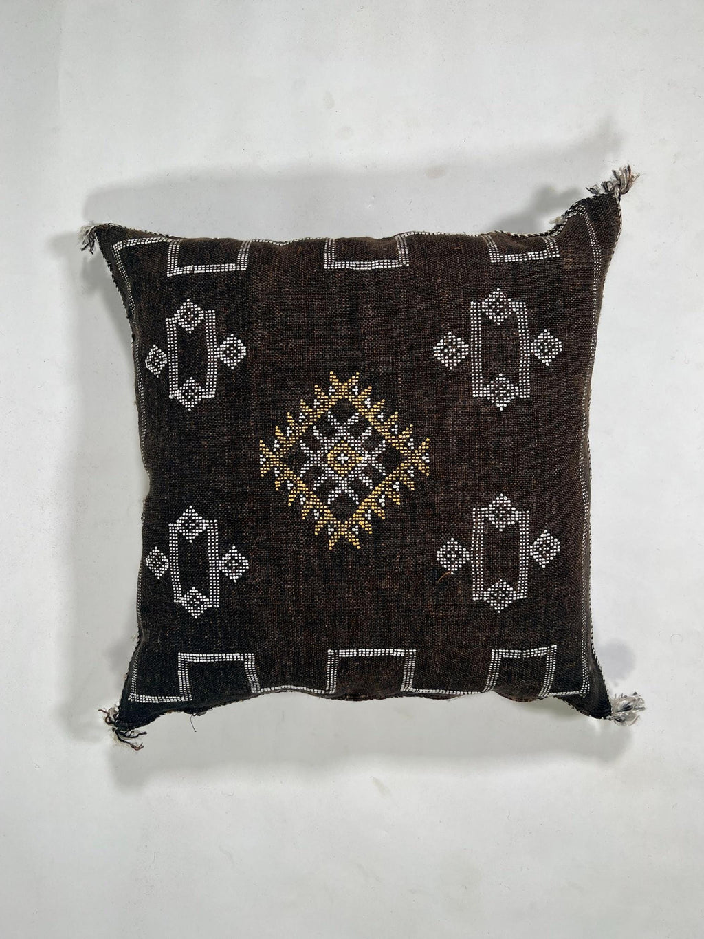 Dark Brown Sabra Pillow Cover, Moroccan Cushion, Kilim Pillow, Handmade Boho Cushion, Cactus Silk Throw P - product image 4