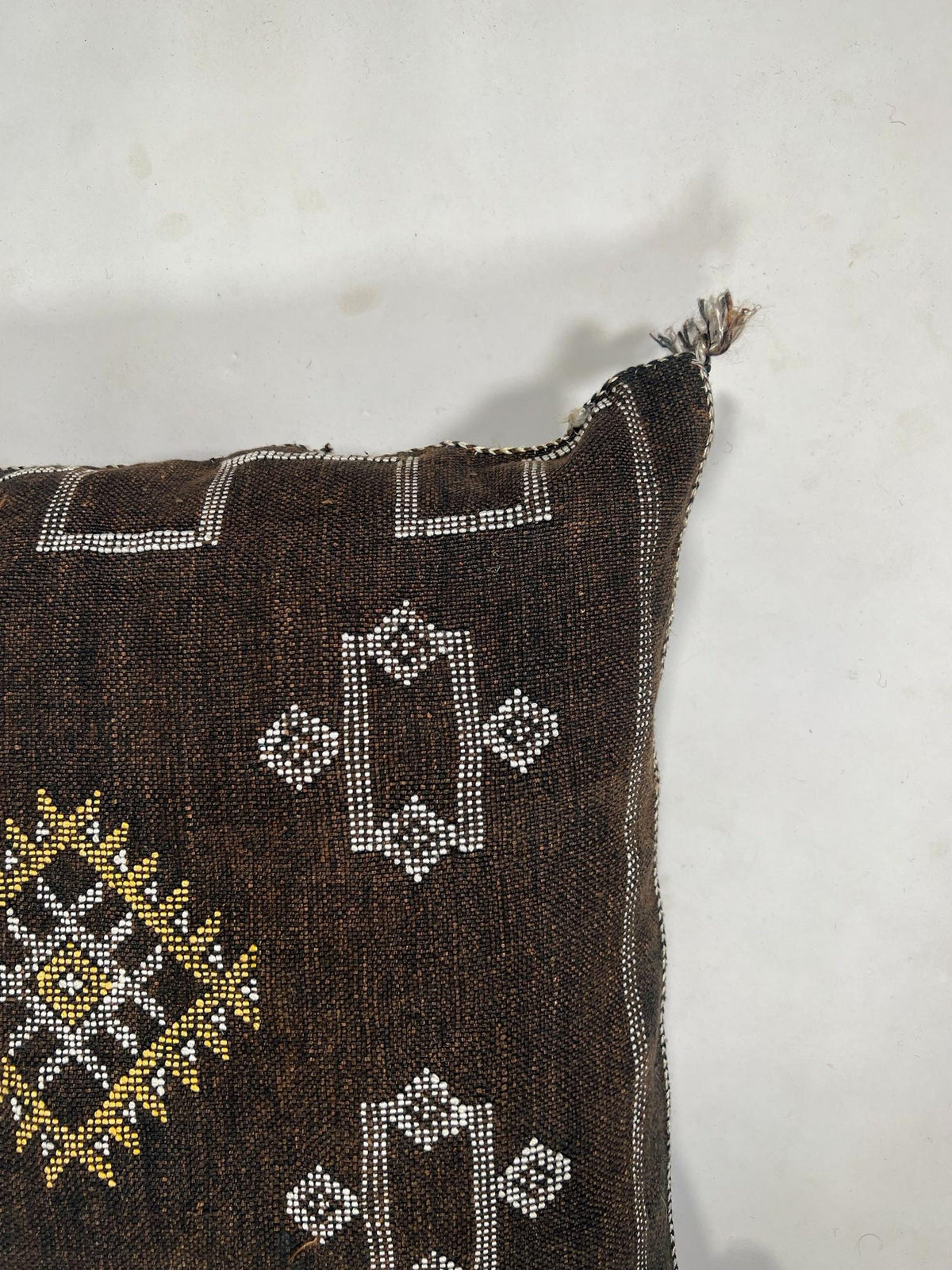 Dark Brown Sabra Pillow Cover, Moroccan Cushion, Kilim Pillow, Handmade Boho Cushion, Cactus Silk Throw P - product image 5