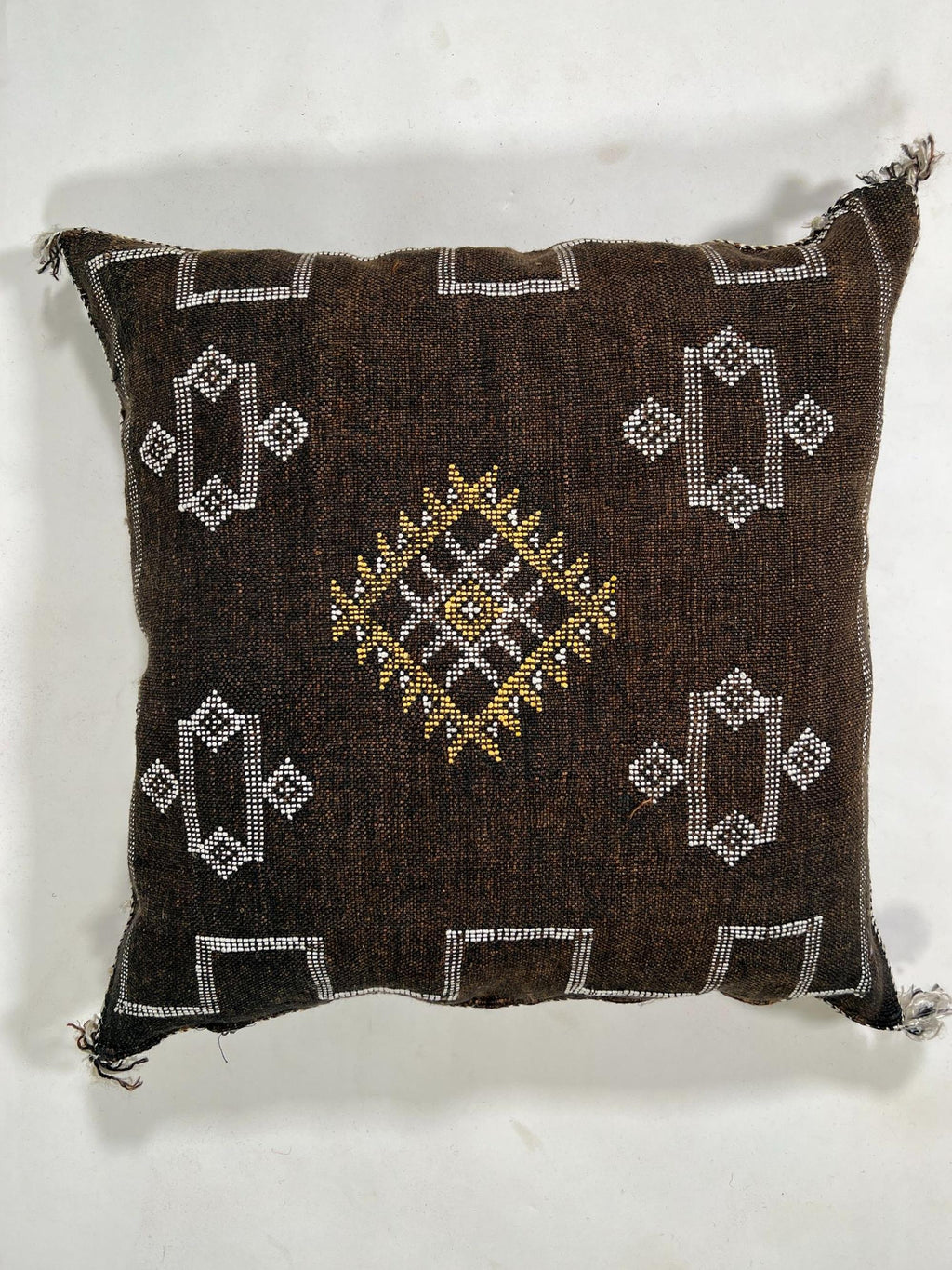 Dark Brown Sabra Pillow Cover, Moroccan Cushion, Kilim Pillow, Handmade Boho Cushion, Cactus Silk Throw P - product image 6