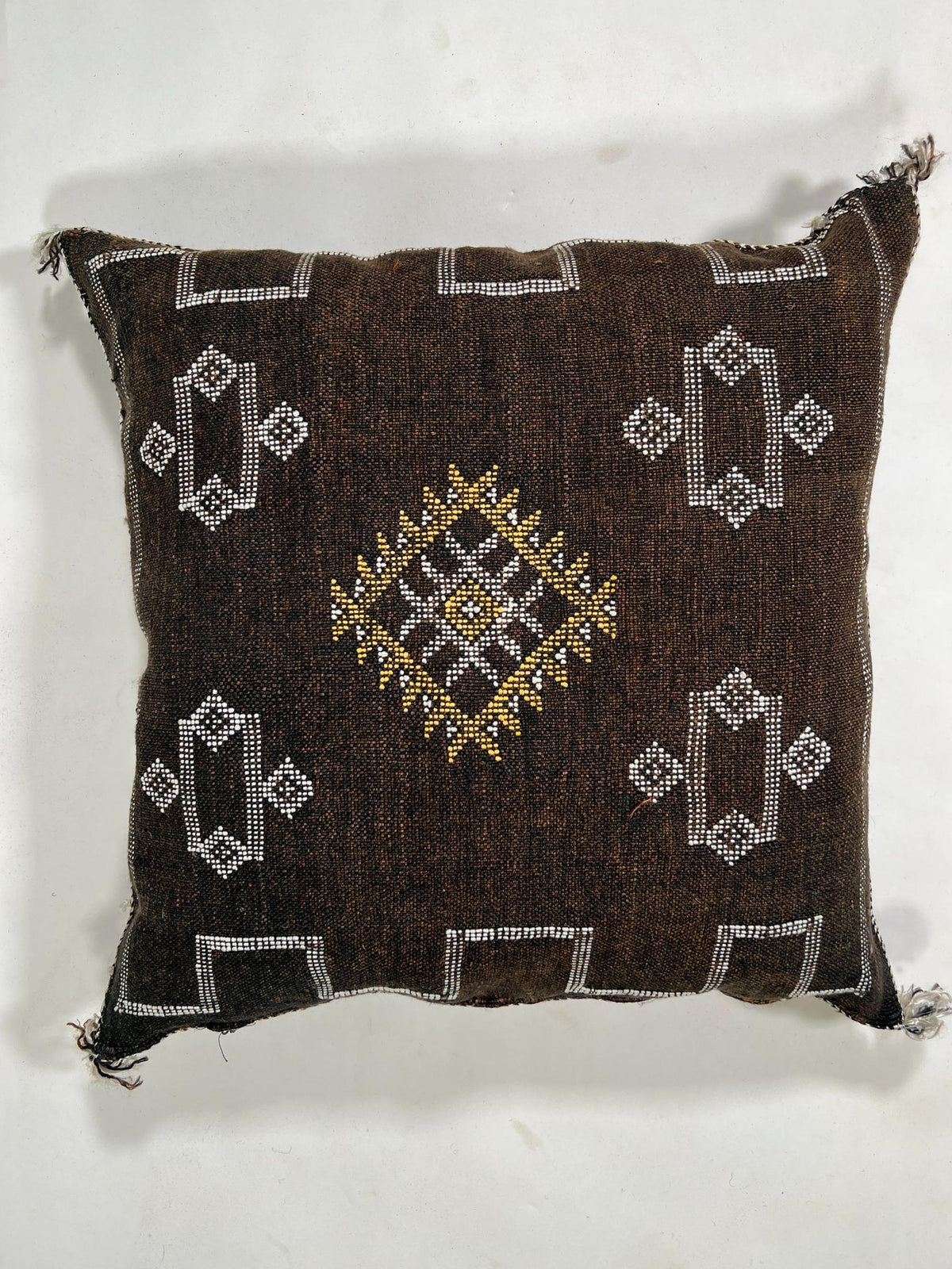 Dark Brown Sabra Pillow Cover, Moroccan Cushion, Kilim Pillow, Handmade Boho Cushion, Cactus Silk Throw P - product image 6