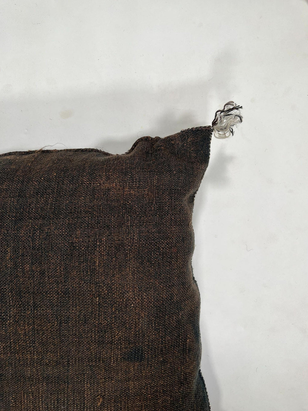Dark Brown Sabra Pillow Cover, Moroccan Cushion, Kilim Pillow, Handmade Boho Cushion, Cactus Silk Throw P - product image 8