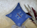 Navy Blue Moroccan Sabra Silk Pillow Cover, Handmade Kilim Style Boho Pillowcase, Woven Cushion Sham, Lux - product image 8