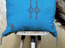 Blue Cactus Silk Pillow Cover, Moroccan Cushion, Handmade Boho Pillowcase, Embroidered Sabra Silk Pillow - product image 2