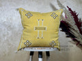 Mustard Gold Silk Pillow Cover, Handmade Boho Pillowcase, Beni Ourain Cushion, Moroccan Geo Pillow for Lu - product image 1
