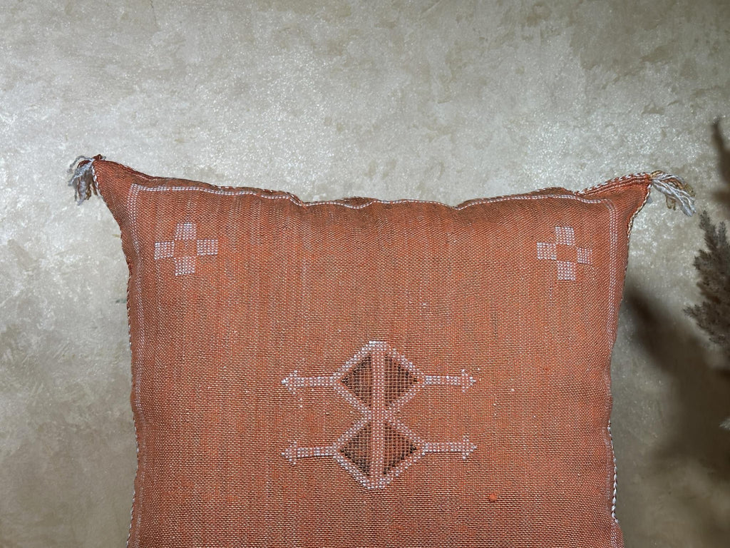 Moroccan Silk Pillow Cover Handmade Boho Pillowcase, Terracotta Geometric Cushion Cover, Custom Sizes for - product image 3