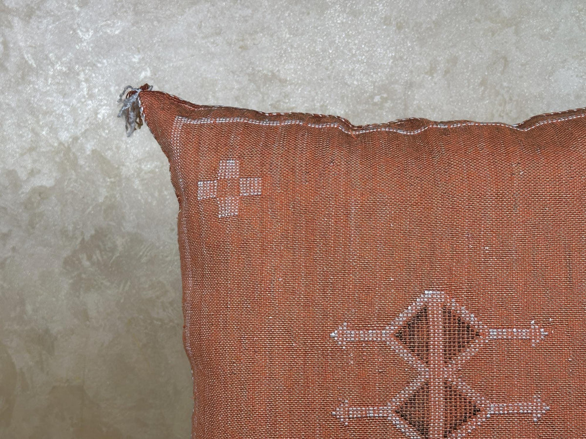 Moroccan Silk Pillow Cover Handmade Boho Pillowcase, Terracotta Geometric Cushion Cover, Custom Sizes for - product image 5