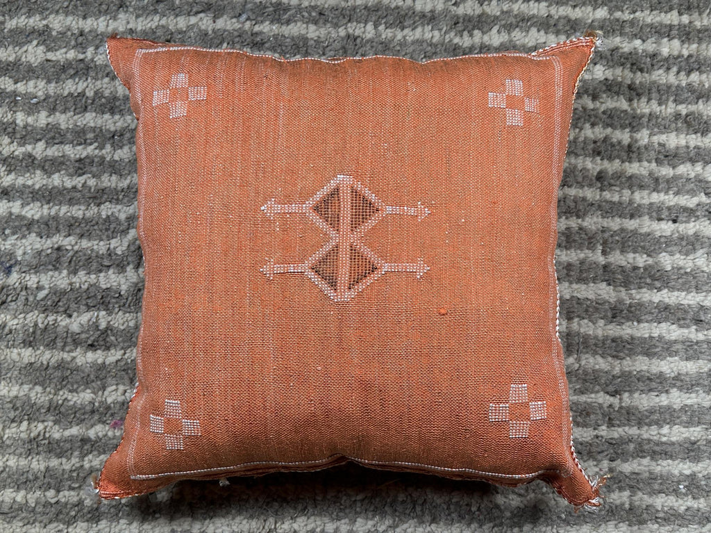 Moroccan Silk Pillow Cover Handmade Boho Pillowcase, Terracotta Geometric Cushion Cover, Custom Sizes for - product image 7