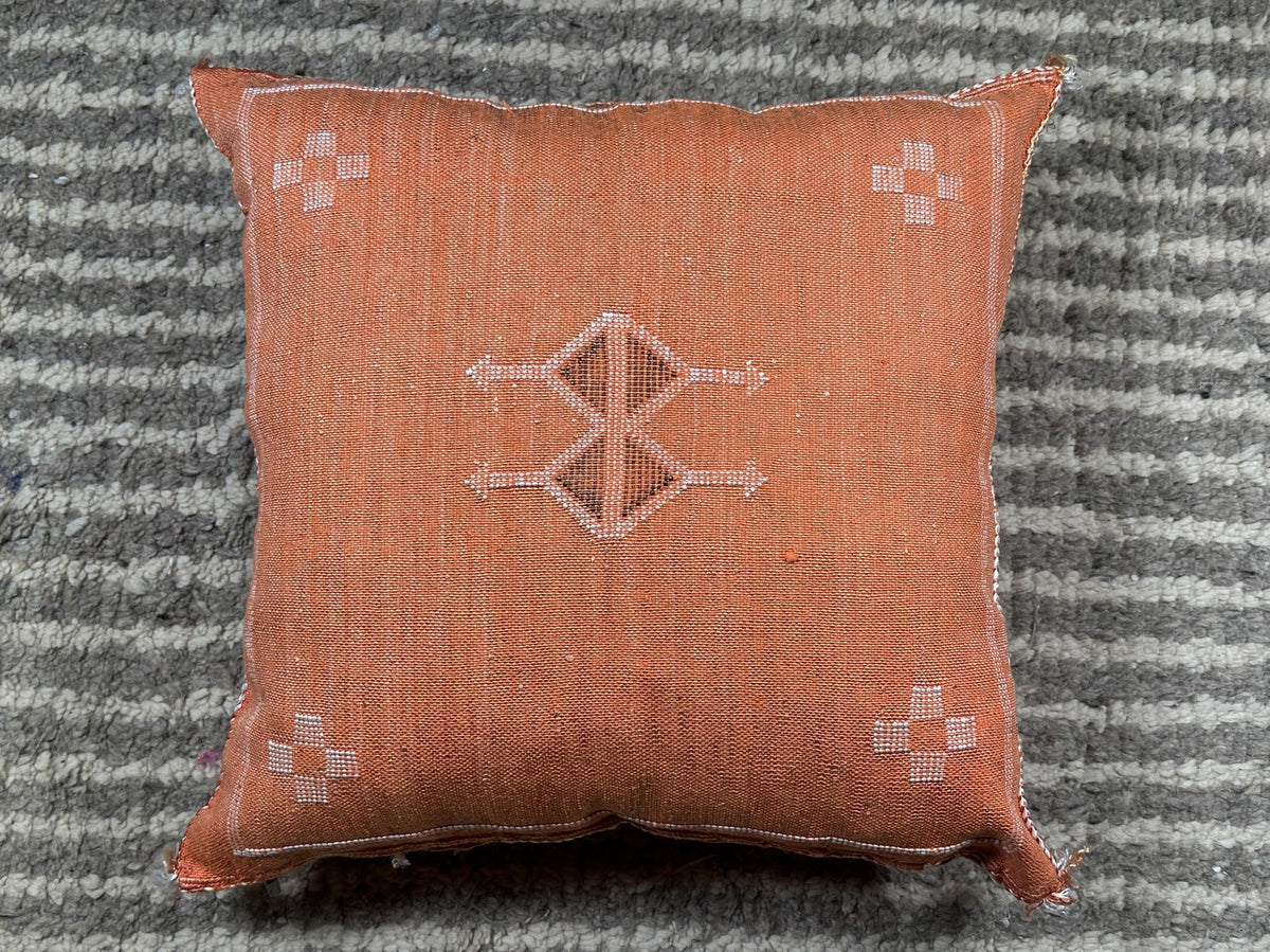 Moroccan Silk Pillow Cover Handmade Boho Pillowcase, Terracotta Geometric Cushion Cover, Custom Sizes for - product image 7