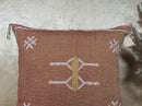 Moroccan Silk Pillow Cover, Handmade Boho Pillowcase, Rust Brown Tribal Embroidery, Custom Sizes for Sofa - product image 3