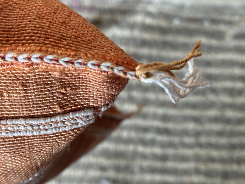Moroccan Silk Pillow Cover, Handmade Boho Pillowcase, Rust Brown Tribal Embroidery, Custom Sizes for Sofa - product image 7