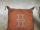 Handmade Moroccan Silk Pillow Cover, Terracotta Boho Kilim Cushion Case, Tribal Embroidered Pillowcase, S - product image 3