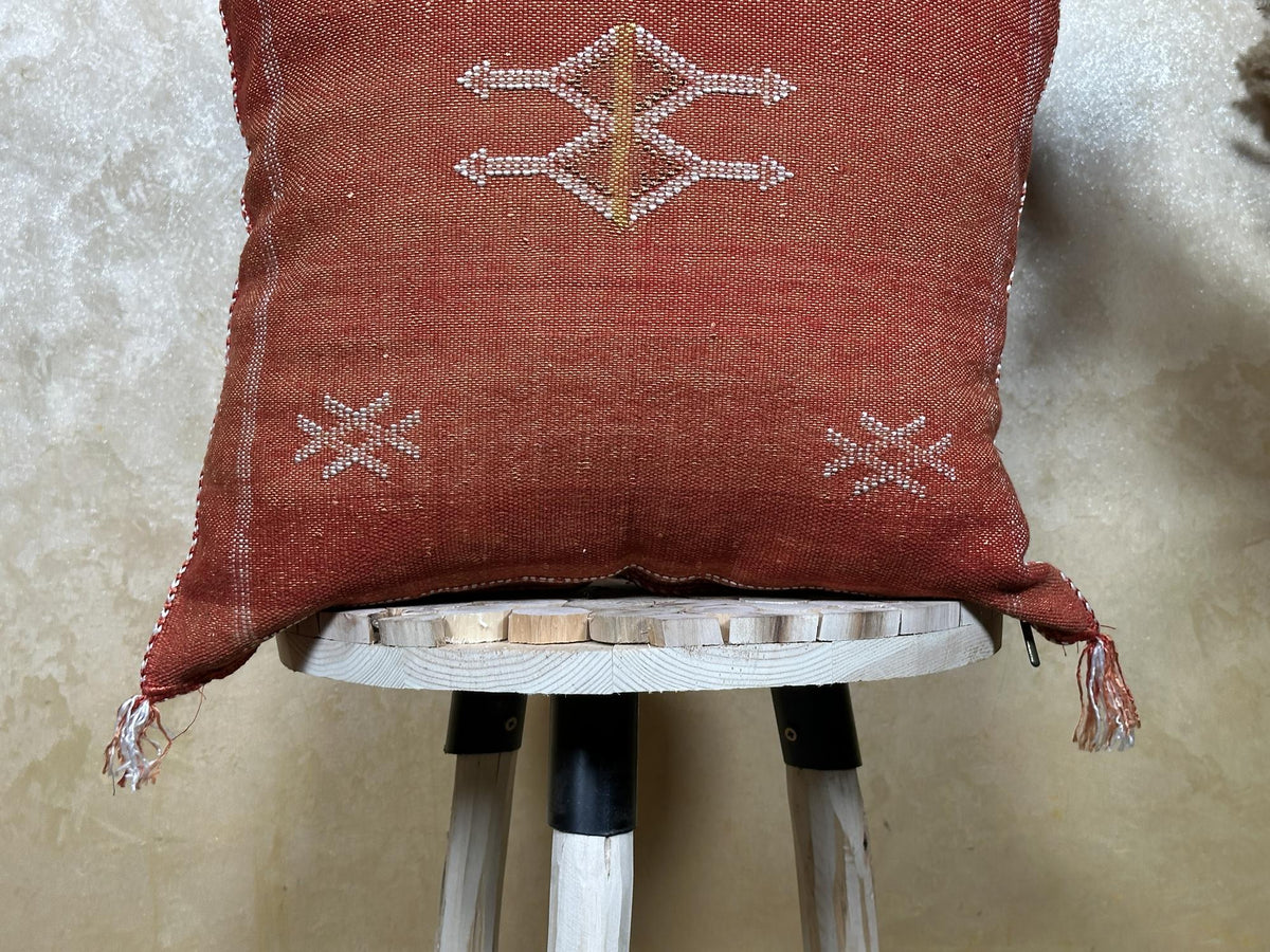 Moroccan Silk Pillow Cover, Handmade Boho Pillowcase, Elegant Terracotta Tribal Accent, Custom Sizes for - product image 2