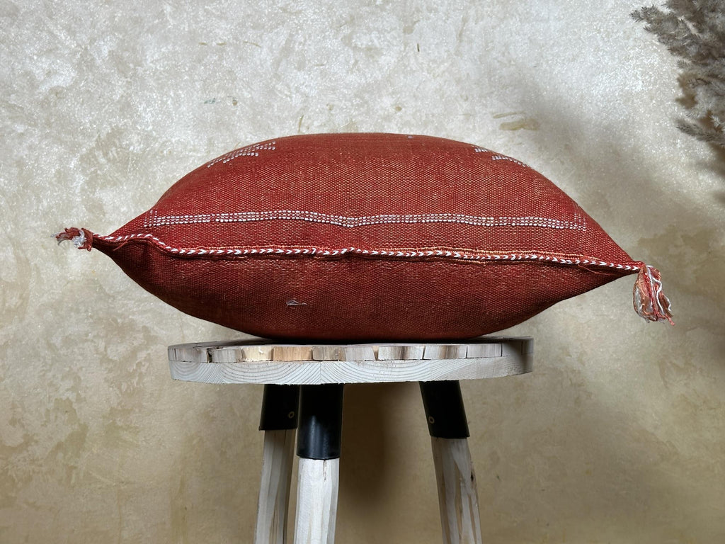 Moroccan Silk Pillow Cover, Handmade Boho Pillowcase, Elegant Terracotta Tribal Accent, Custom Sizes for - product image 7