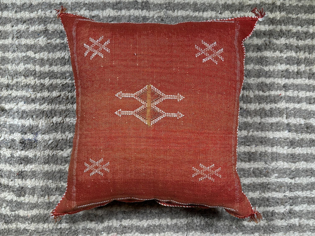 Moroccan Silk Pillow Cover, Handmade Boho Pillowcase, Elegant Terracotta Tribal Accent, Custom Sizes for - product image 9