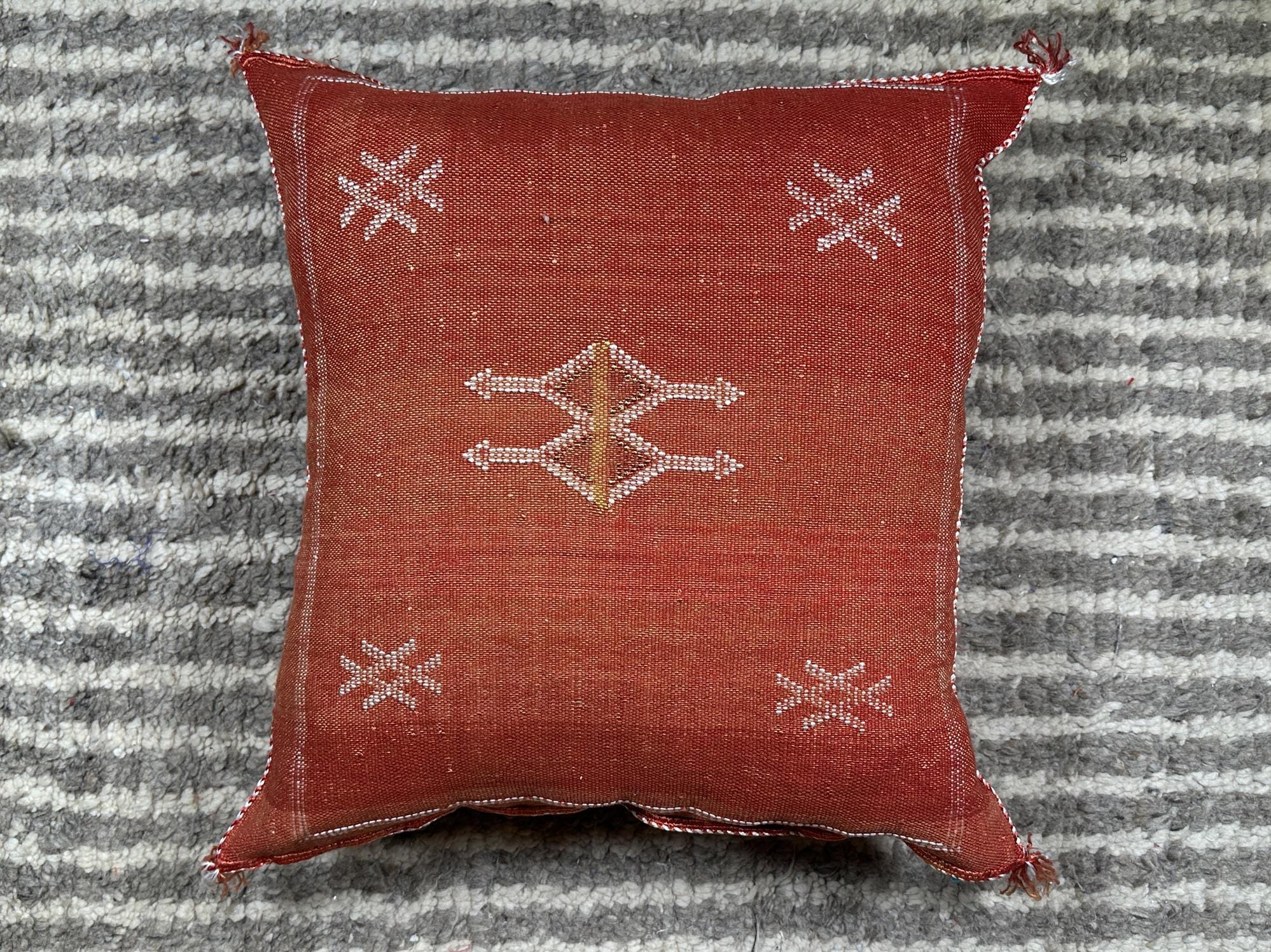 Moroccan Silk Pillow Cover, Handmade Boho Pillowcase, Elegant Terracotta Tribal Accent, Custom Sizes for - product image 9