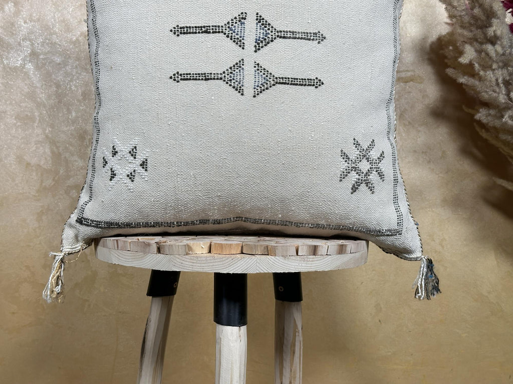 Handmade Moroccan Silk Pillow Cover, Neutral Boho Tribal Cushion Pillowcase, Custom Size Sofa Couch Floor - product image 2