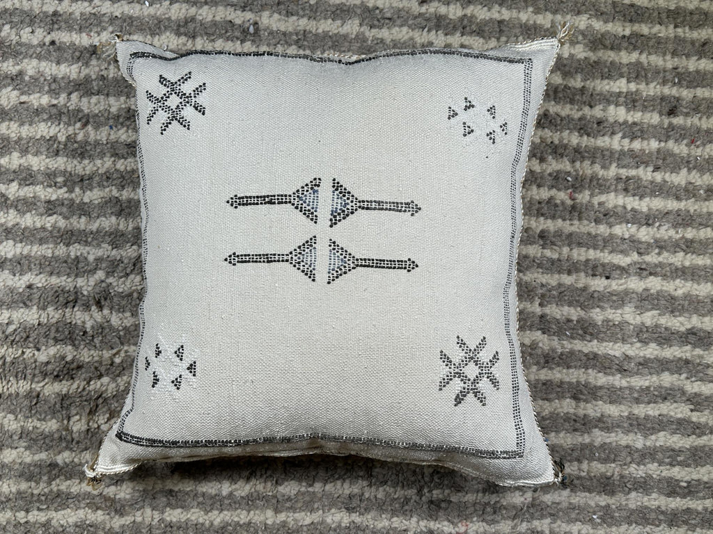 Handmade Moroccan Silk Pillow Cover, Neutral Boho Tribal Cushion Pillowcase, Custom Size Sofa Couch Floor - product image 8
