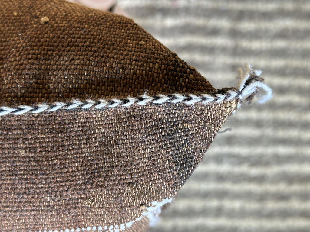 Handmade Moroccan Silk Pillow Cover, Brown Boho Pillowcase, Tribal Diamond Embroidery, Sofa Couch Floor C - product image 5