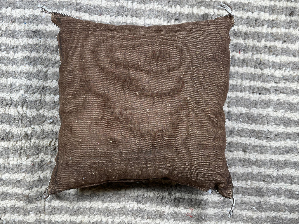 Handmade Moroccan Silk Pillow Cover, Brown Boho Pillowcase, Tribal Diamond Embroidery, Sofa Couch Floor C - product image 9