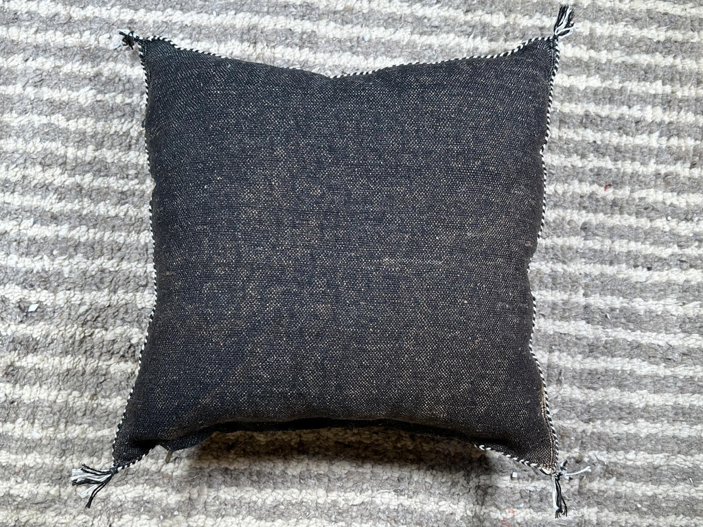 Handmade Moroccan Silk Pillow Cover, Black Boho Pillowcase, Tribal Embroidered Home Decor for Sofa Couch - product image 10
