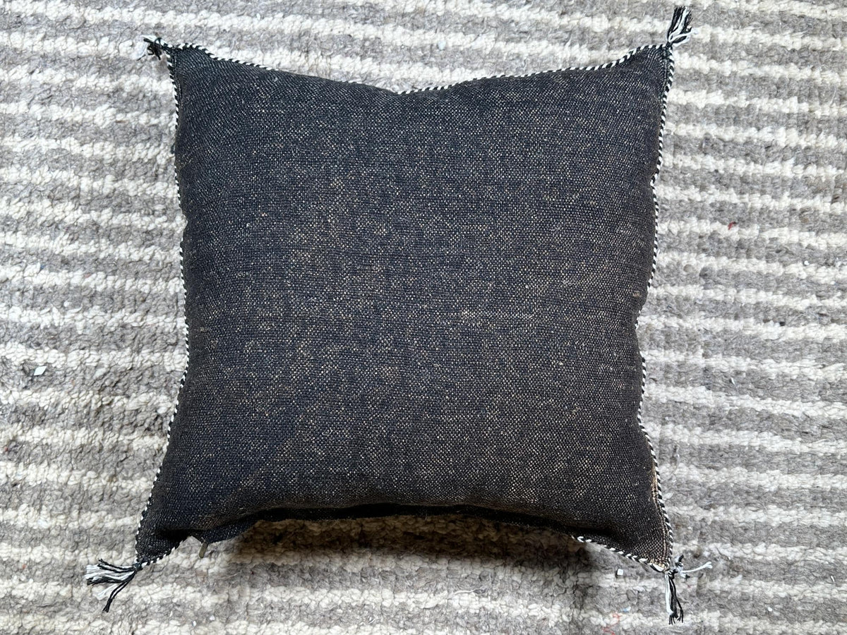 Handmade Moroccan Silk Pillow Cover, Black Boho Pillowcase, Tribal Embroidered Home Decor for Sofa Couch - product image 10