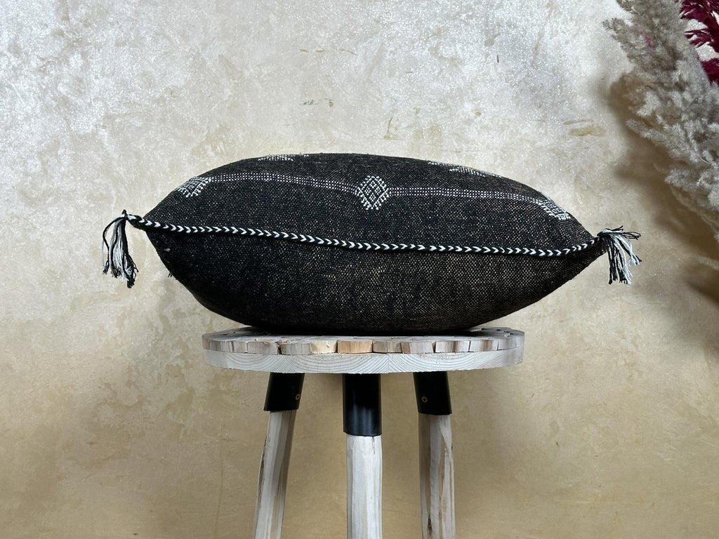 Moroccan Silk Pillow Cover, Handmade Boho Black Tribal Pillowcase, Custom Sizes, Sofa & Floor Cushion Dec - product image 6