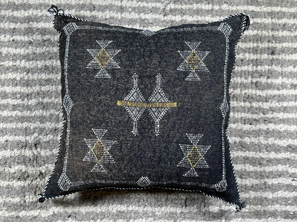 Moroccan Silk Pillow Cover, Handmade Boho Black Tribal Pillowcase, Custom Sizes, Sofa & Floor Cushion Dec - product image 8