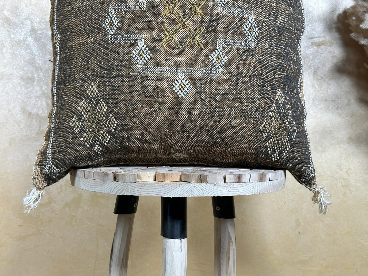 Handmade Moroccan Silk Pillow Cover, Neutral Boho Kilim Cushion, Tribal Diamond Pillowcase, Custom Sizes - product image 2