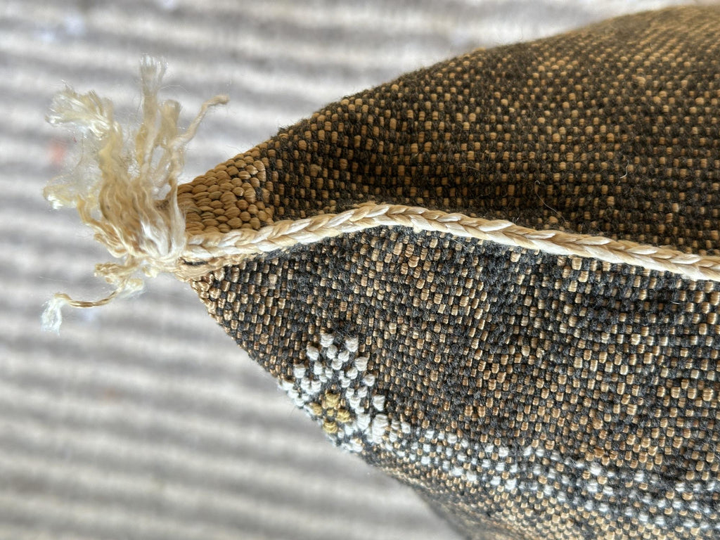 Handmade Moroccan Silk Pillow Cover, Neutral Boho Kilim Cushion, Tribal Diamond Pillowcase, Custom Sizes - product image 7