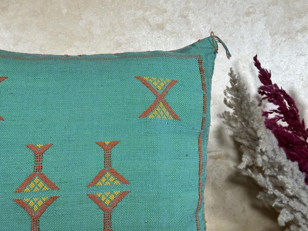 Moroccan Decorative Pillow Cover, Handmade Embroidered Cushion Case, Boho Home Decor Pillowcase for Couch - product image 3