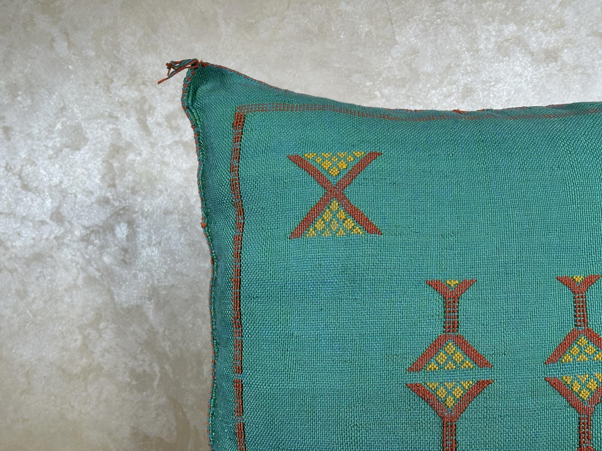 Moroccan Decorative Pillow Cover, Handmade Embroidered Cushion Case, Boho Home Decor Pillowcase for Couch - product image 2