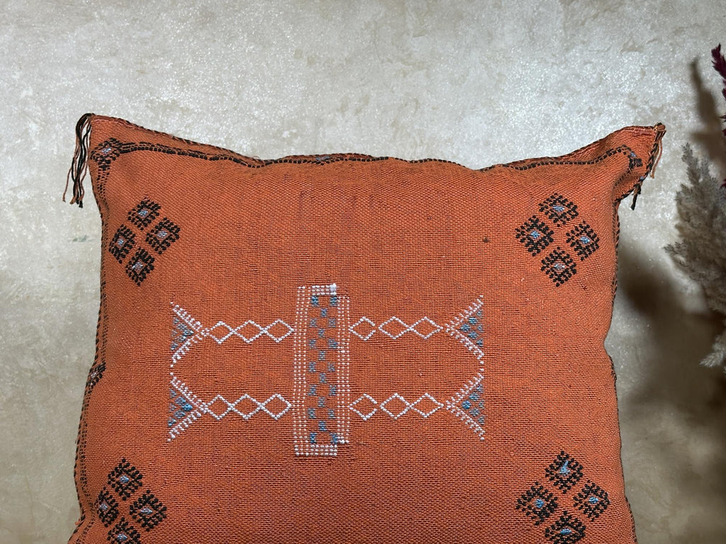 Moroccan Artisan Pillow Cover, Handmade Boho Cushion Case, Embroidered Decorative Pillowcase for Couch So - product image 2