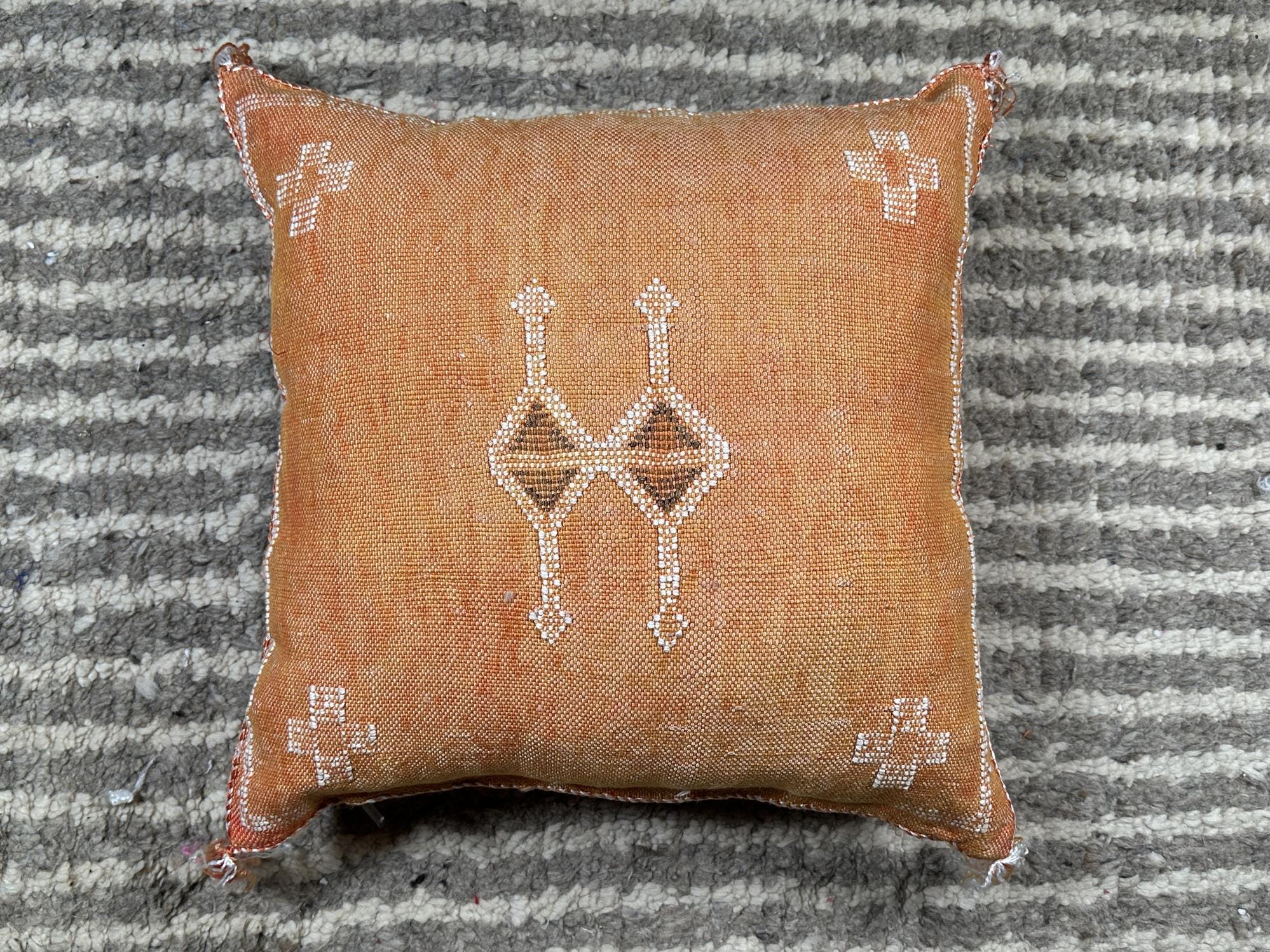 Boho Decorative Pillow Cover, Handmade Moroccan Cushion Case, Artisan Embroidered Pillowcase for Sofa Bed - product image 9