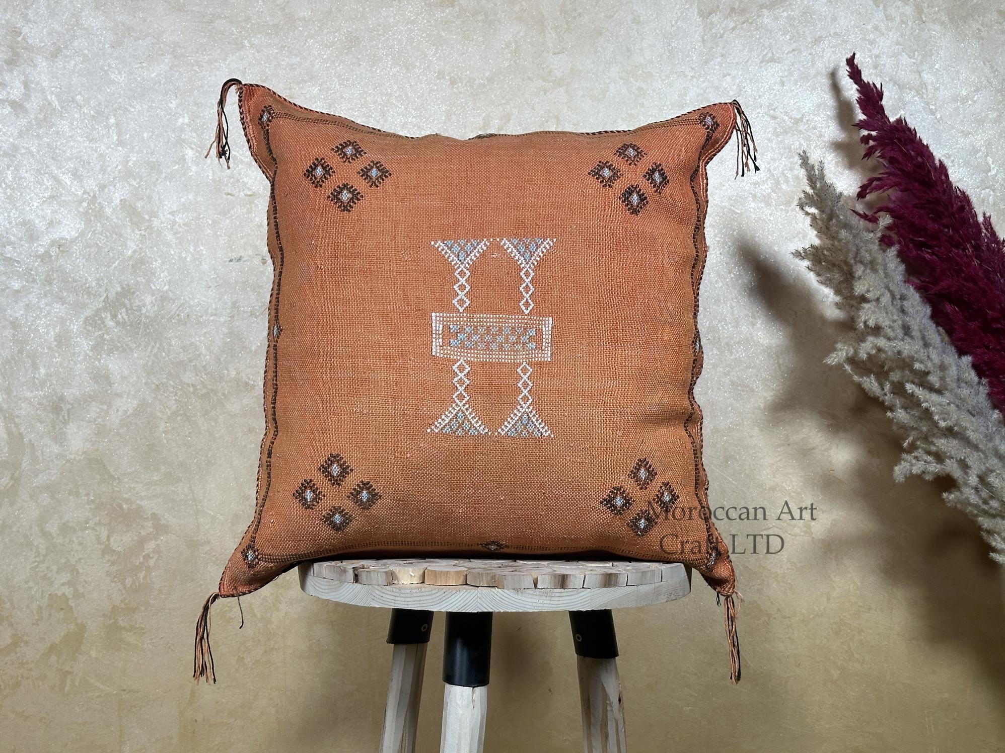 Moroccan Handmade Pillow Cover, Boho Embroidered Cushion Case, Decorative Pillowcase for Sofa Couch Bedro - product image 1
