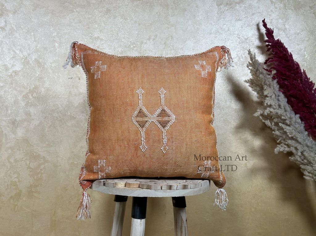 Boho Decorative Pillow Cover, Handmade Moroccan Cushion Case, Artisan Embroidered Pillowcase for Sofa Bed - product image 1