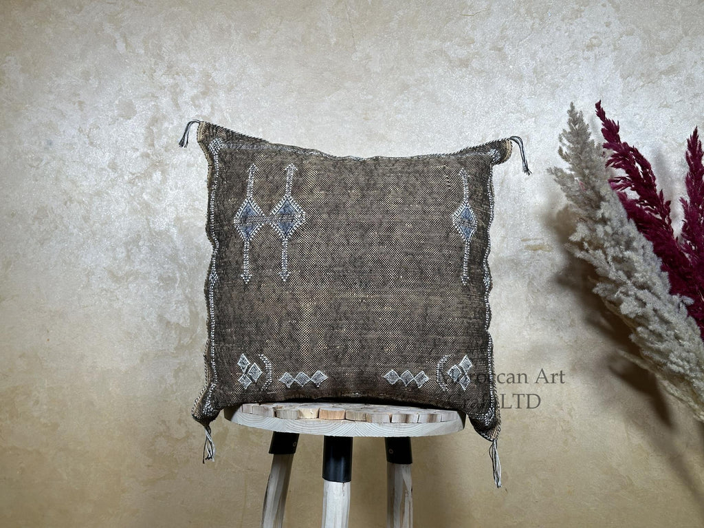 Handmade Moroccan Pillow Cover, Boho Decorative Pillowcase, Artisan Embroidered Cushion Cover for Sofa Be - product image 1