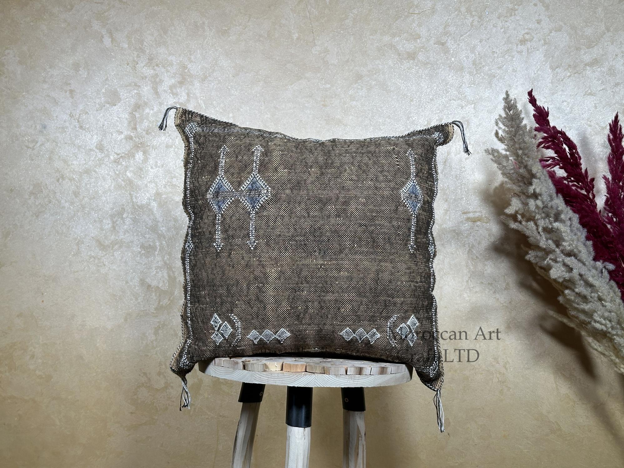 Handmade Moroccan Pillow Cover, Boho Decorative Pillowcase, Artisan Embroidered Cushion Cover for Sofa Be - product image 1