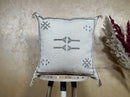 Handmade Moroccan Silk Pillow Cover, Neutral Boho Tribal Cushion Pillowcase, Custom Size Sofa Couch Floor - product image 1