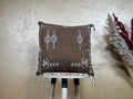 Handmade Moroccan Silk Pillow Cover, Brown Boho Pillowcase, Tribal Diamond Embroidery, Sofa Couch Floor C - product image 1