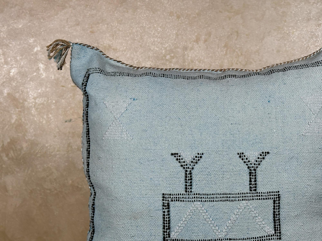 Handmade Moroccan Kilim Pillow Cover, Navy Boho Pillow, Cactus Silk Cushion Cover for Sofa Bed Decor - product image 5